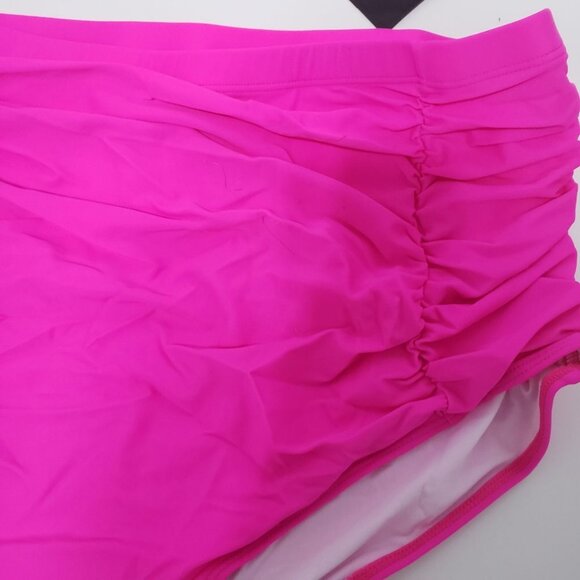 NWT DACI Twisted Front High Waisted Swimwear Plus Size -Neon Pink - Size 22W - Picture 4 of 12
